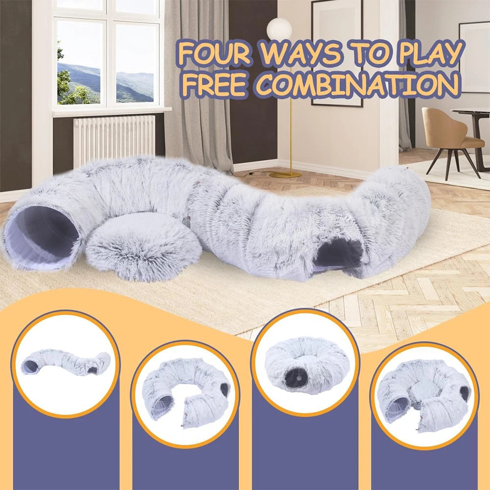 Plush Cat Bed Removable Washable Cover Cozy Cushion for Indoor Cats