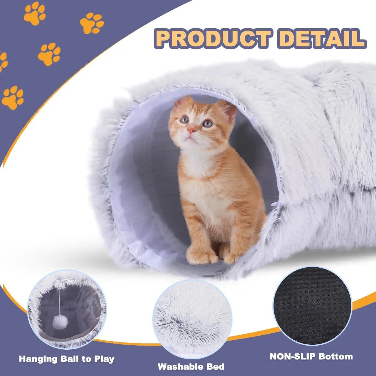 Plush Cat Bed Removable Washable Cover Cozy Cushion for Indoor Cats