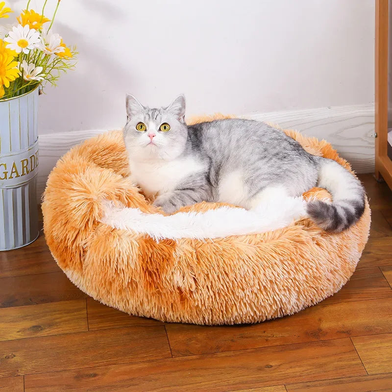 Cat Bed Cave for Indoor Donut Self Warming Small Dog Bed Anti-anxiety for Winter