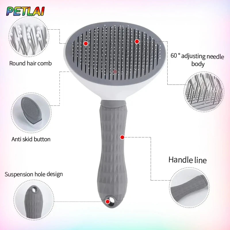 Cat & Dog Hair Removal Slicker Brush with Anti-Slip Handle