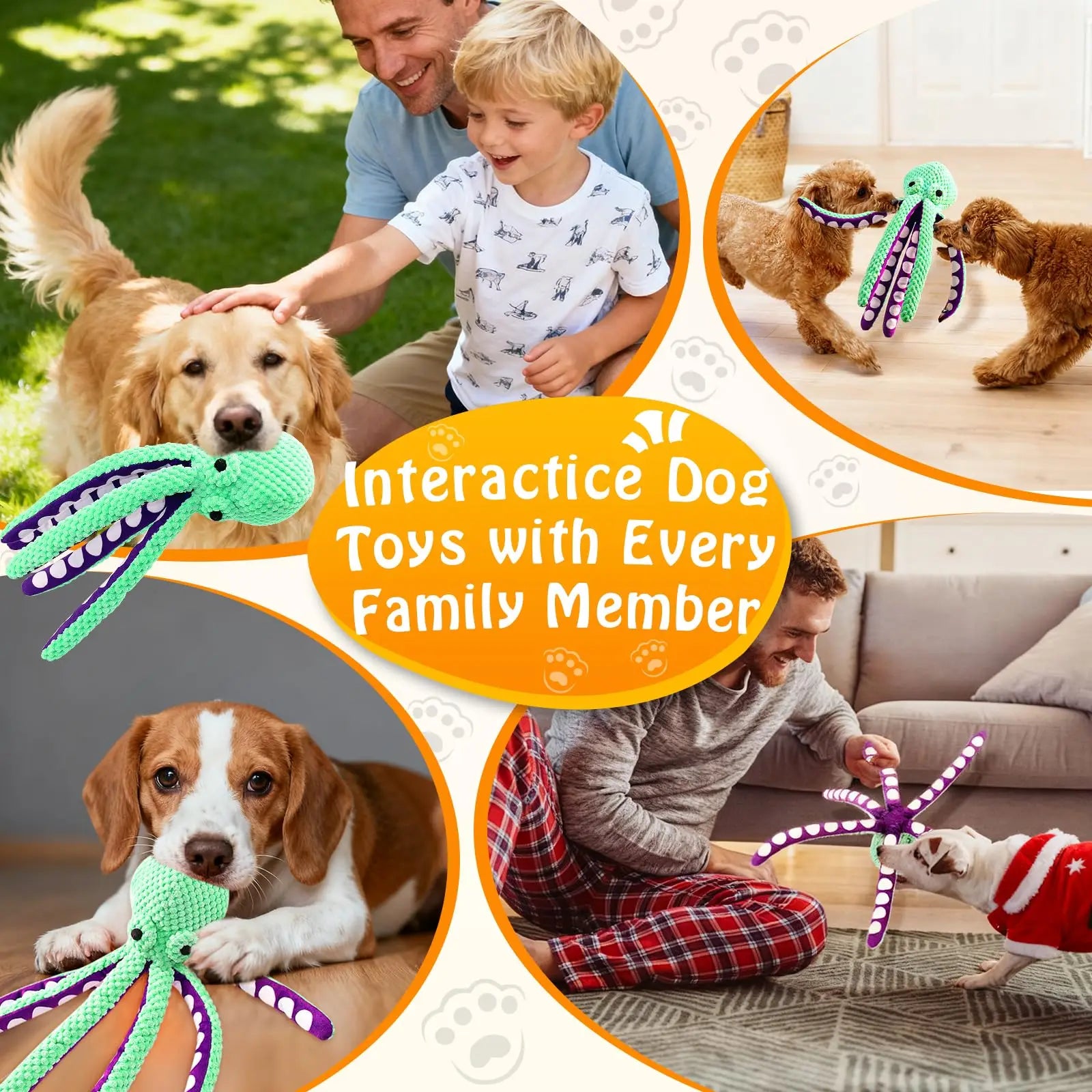 Plush Squeaky Dog Toy Set