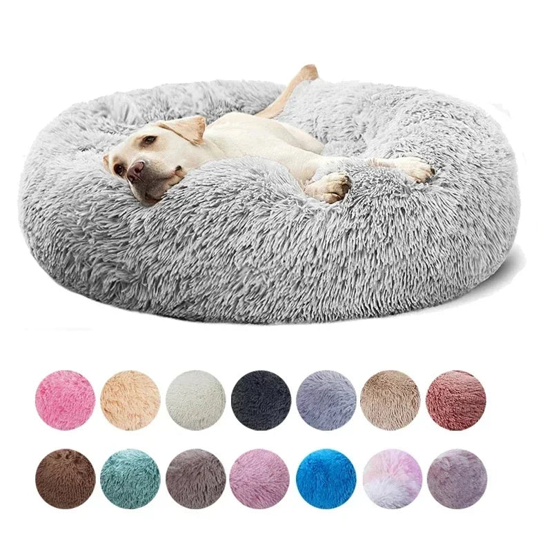 Calming Plush Cat Bed Warm Washable Donut Cushion for Indoor Pets