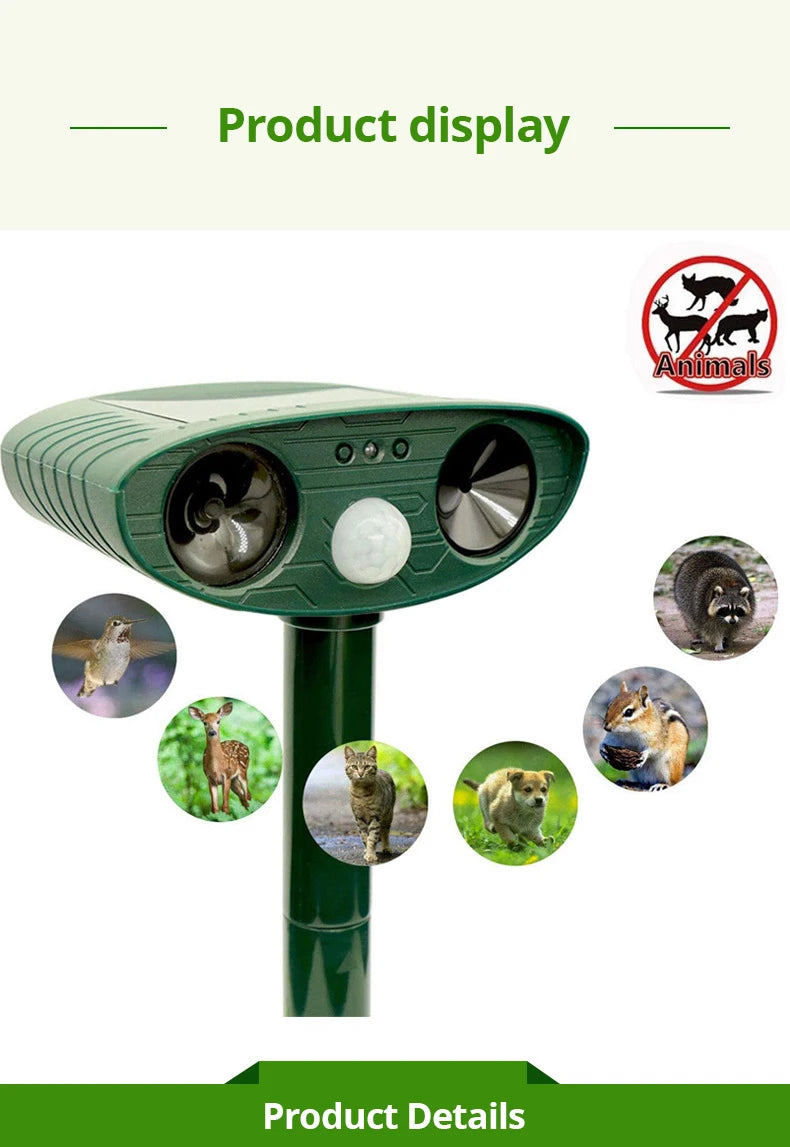 Solar Ultrasonic Animal Repeller for Cats & Dogs
