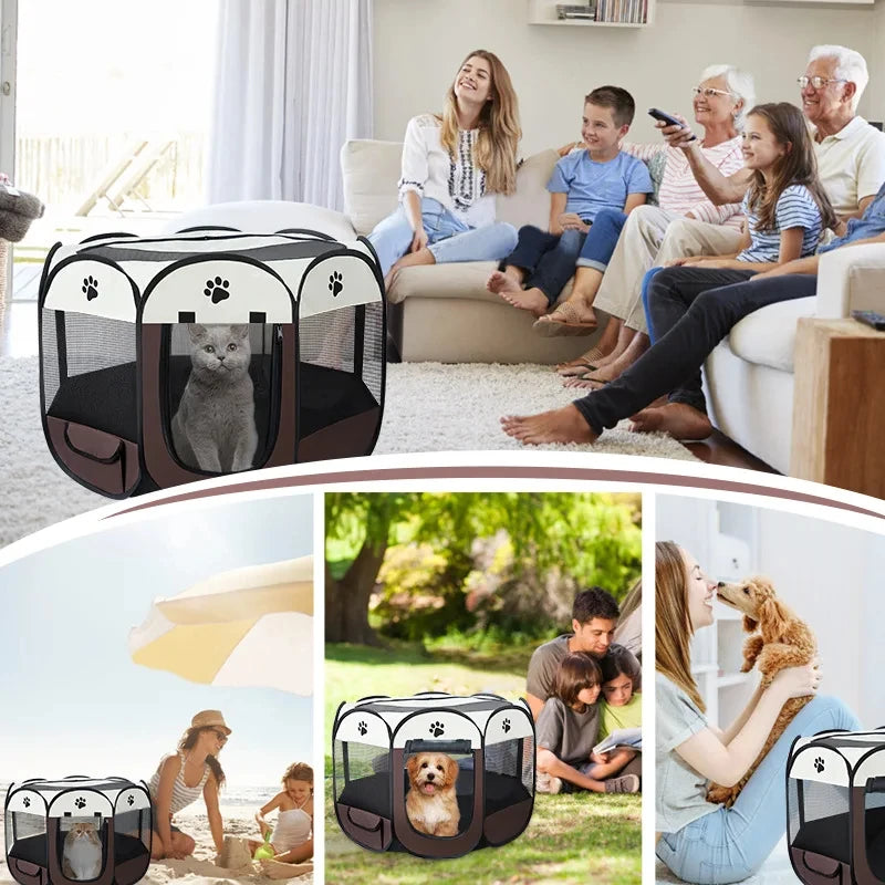 Foldable Oxford Cloth Pet Tent Portable Cat House & Small Dog Playpen