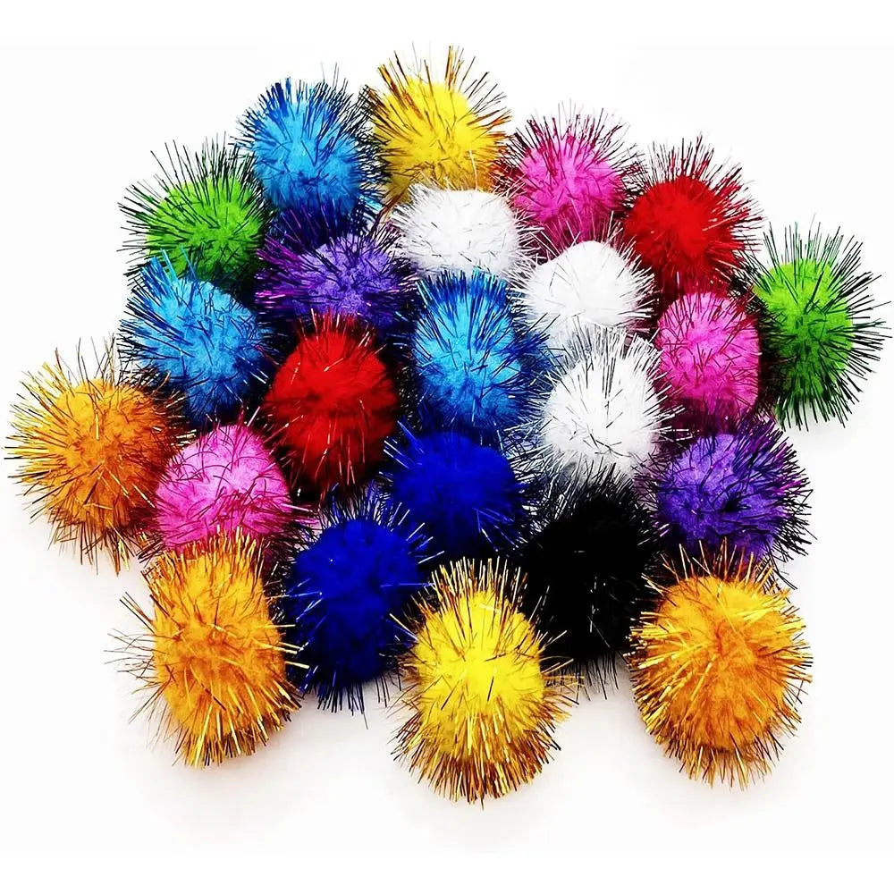 Cat Sparkle Balls Toy, 50-Piece Plush Play Ball Set