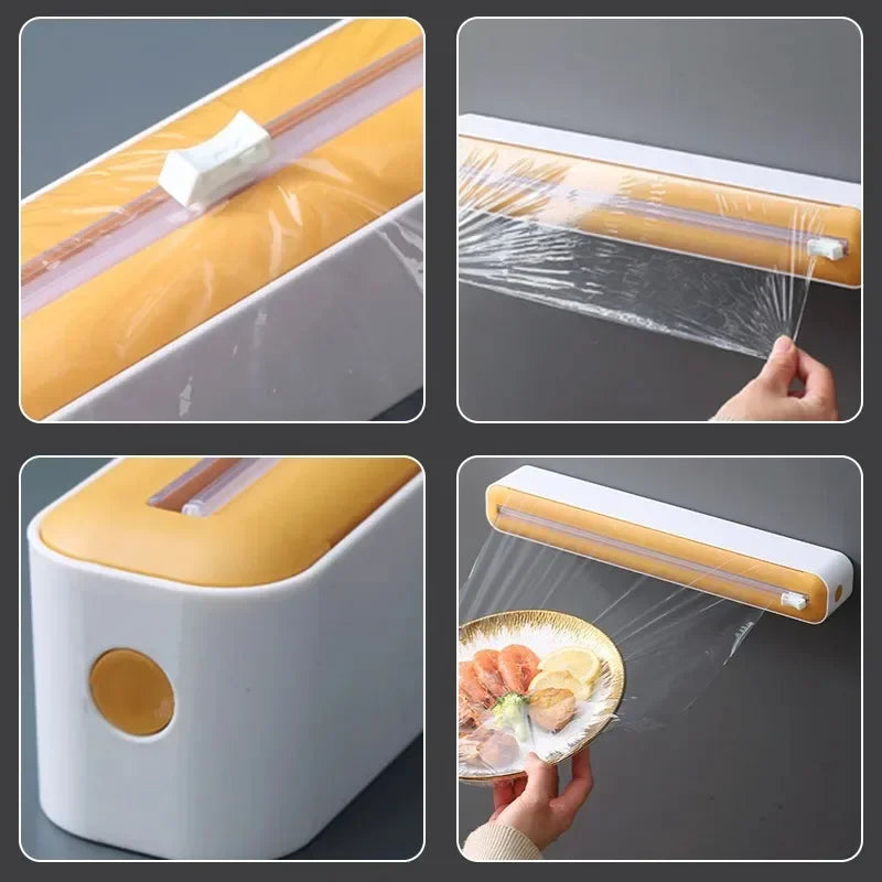 Kitchen Disposable Cling Film Cutter, Point Breaking Household Food Special Cutting Box, Suction Refrigerator Artifact