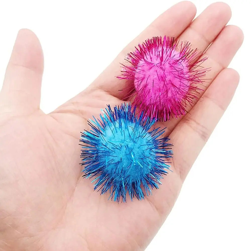 Cat Sparkle Balls Toy, 50-Piece Plush Play Ball Set