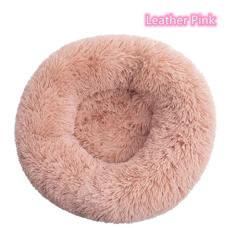 Calming Plush Cat Bed Warm Washable Donut Cushion for Indoor Pets