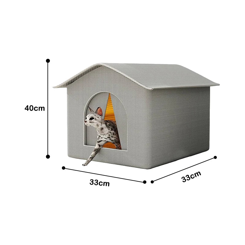 Waterproof Outdoor Cat House Weatherproof Shelter for Stray Cats Year-Round Protection
