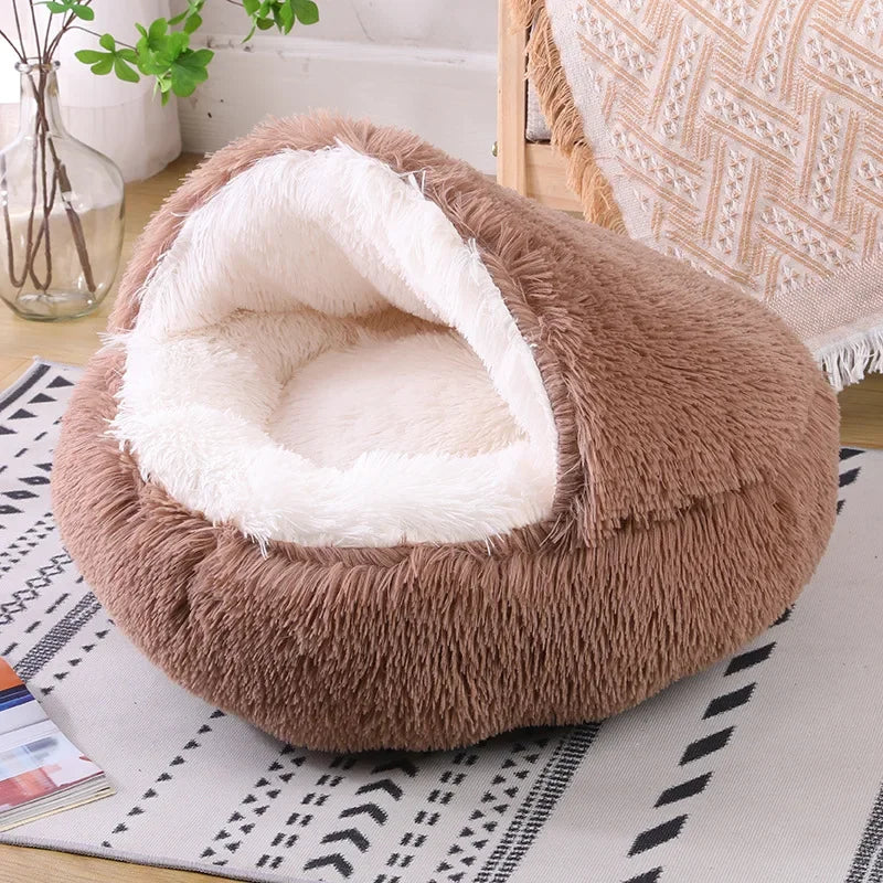 Cat Bed Cave for Indoor Donut Self Warming Small Dog Bed Anti-anxiety for Winter