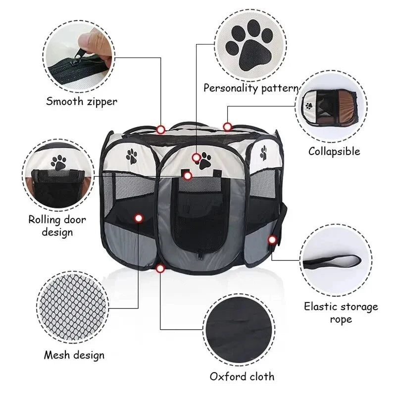 Foldable Oxford Cloth Pet Tent Portable Cat House & Small Dog Playpen