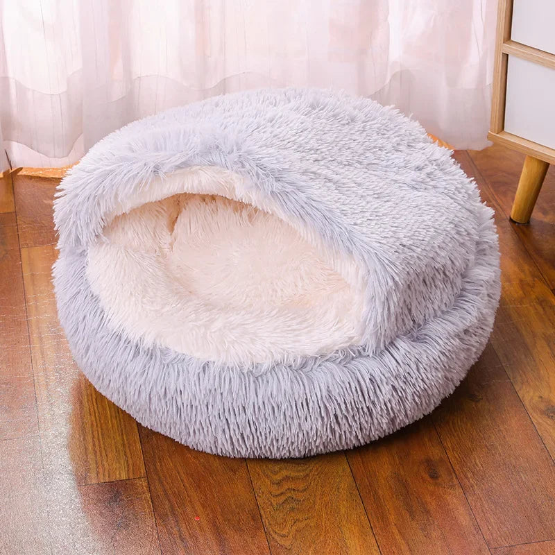 Cat Bed Cave for Indoor Donut Self Warming Small Dog Bed Anti-anxiety for Winter