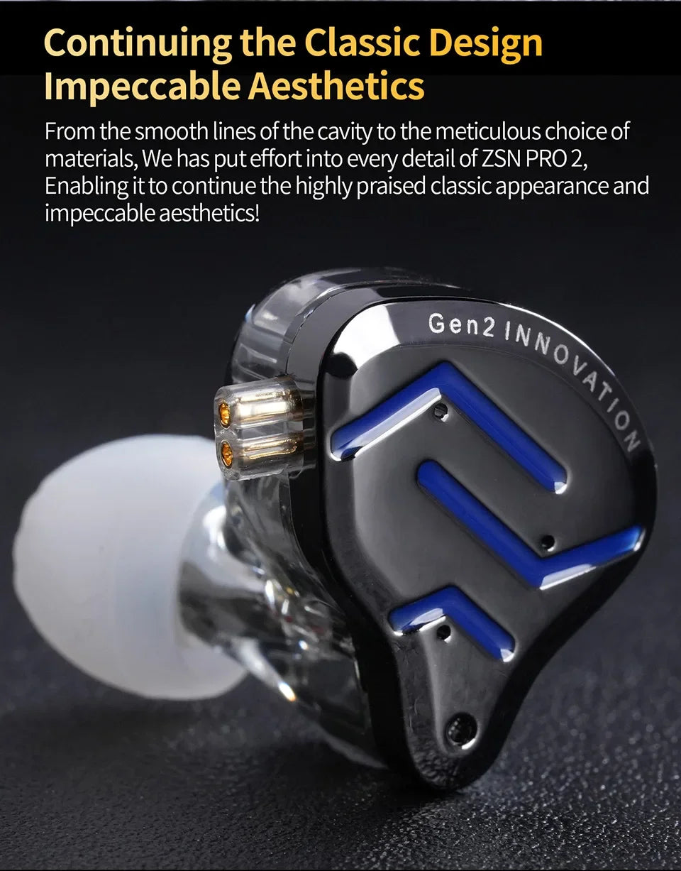 KZ ZSN Pro 2 Hybrid Drive 1BA 1DD in Ear Earphones HIFI Bass Headset Monitor Earbuds Sport Game Headphone EDXPROX ZS10PRO