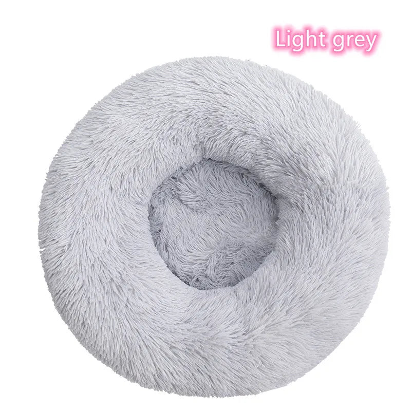 Calming Plush Cat Bed Warm Washable Donut Cushion for Indoor Pets