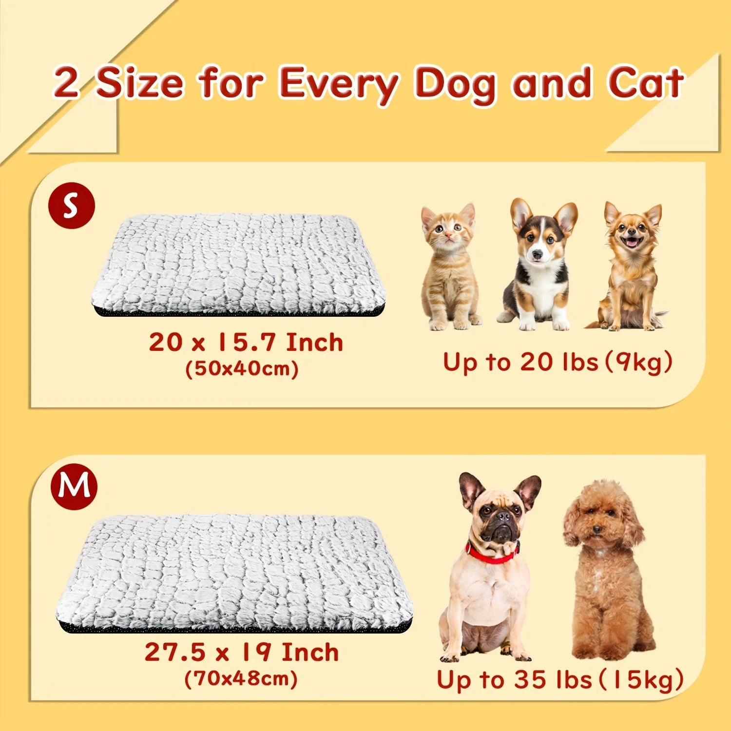 Soft Plush Cat Bed Mat Washable Sleeping Cushion for Indoor Cats