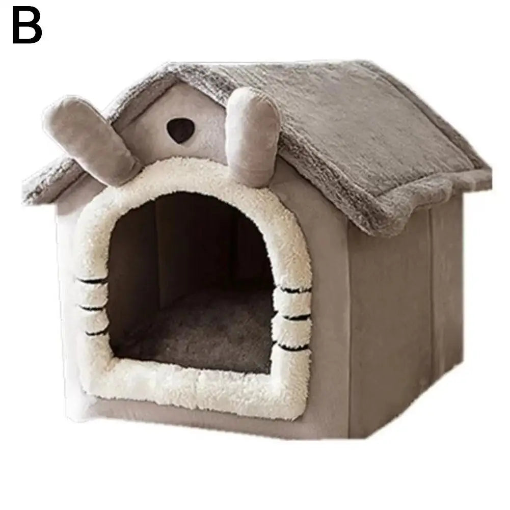 Cozy Cat Cave Bed Plush Indoor Pet House with Removable Cushion