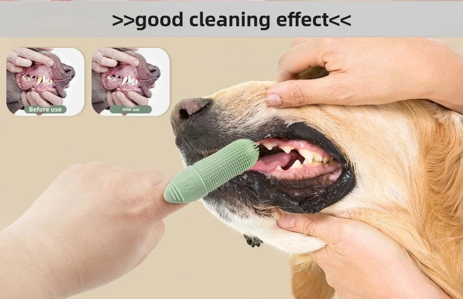 Dog Toothbrush, 360° Cleaning Finger Toothbrush for Dogs