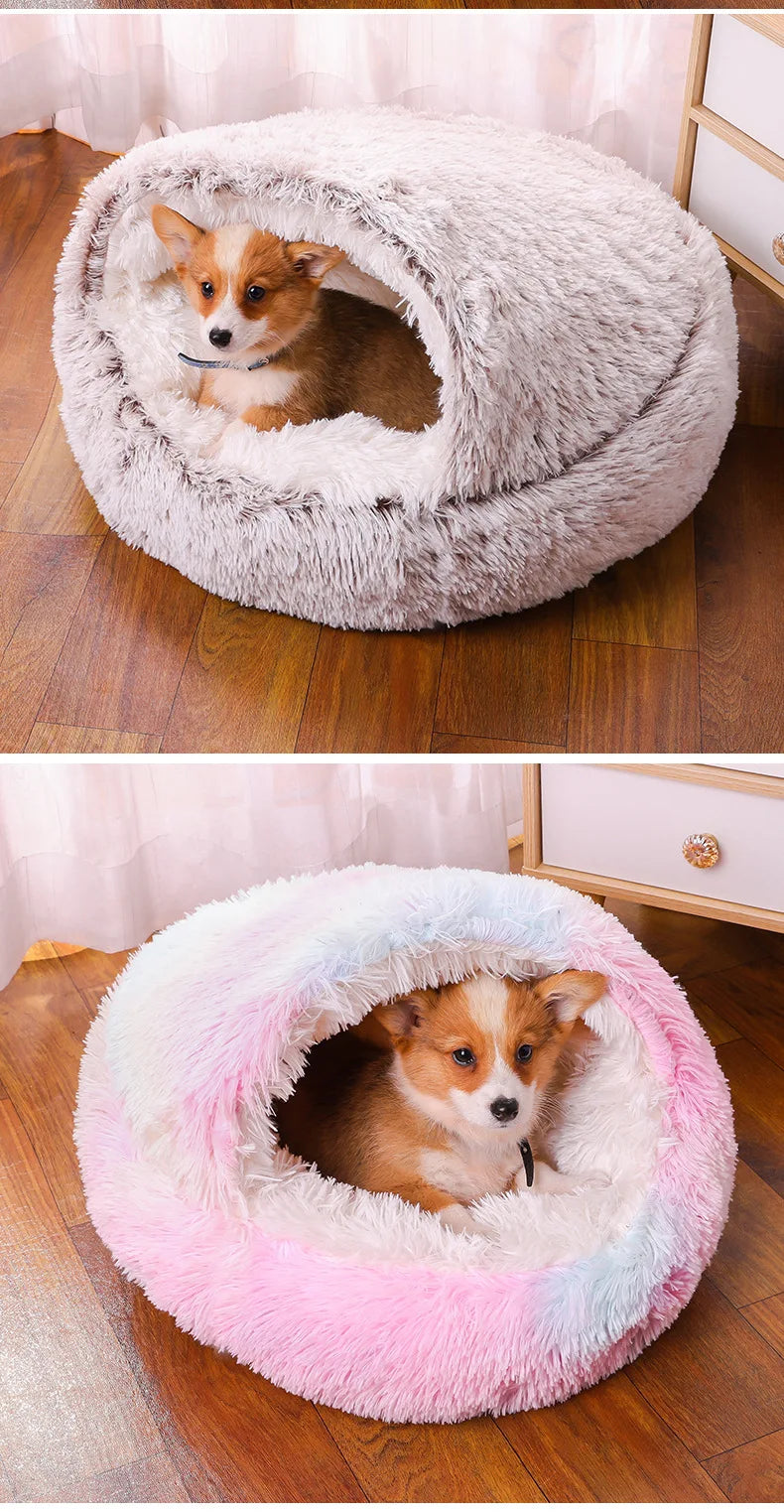 Cat Bed Cave for Indoor Donut Self Warming Small Dog Bed Anti-anxiety for Winter