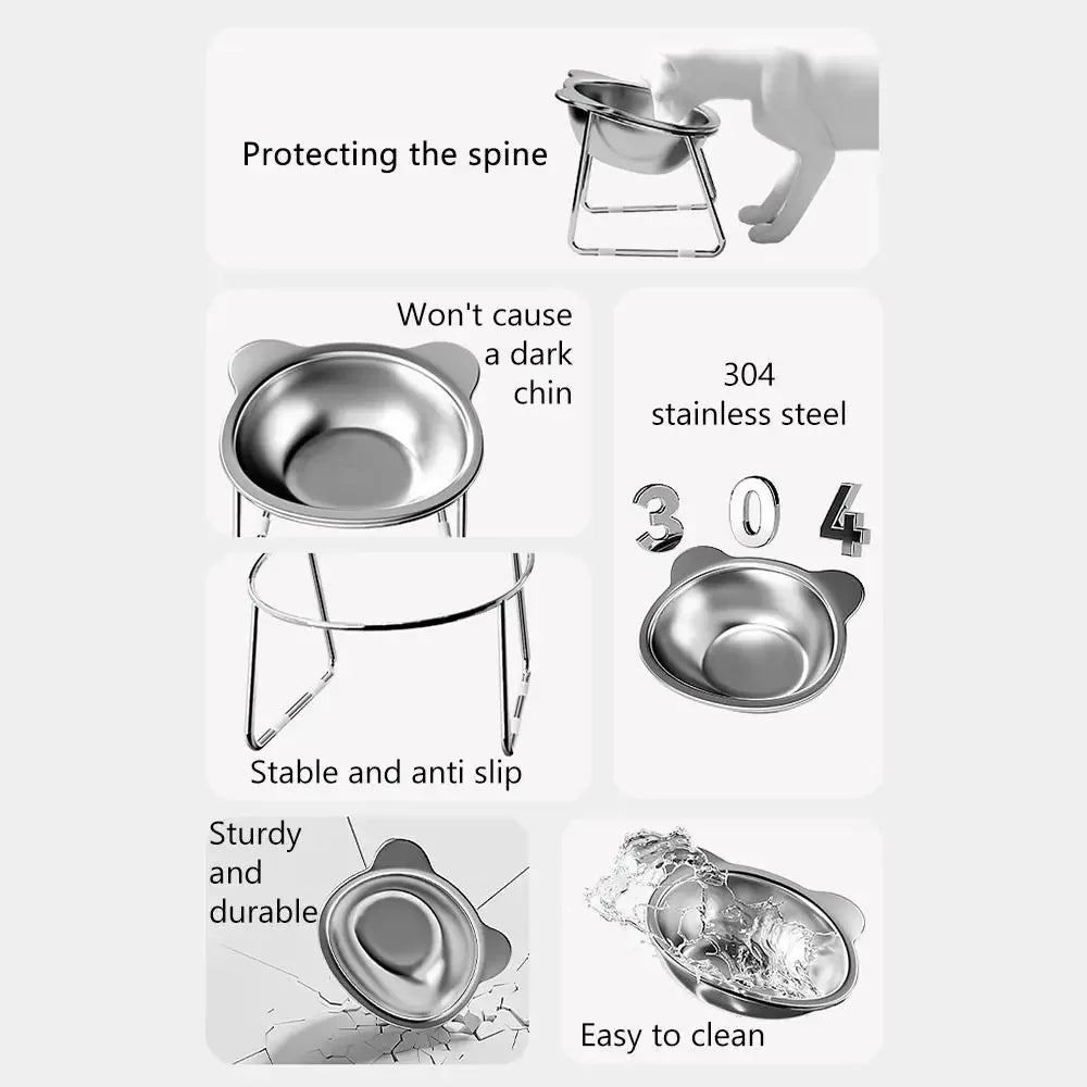 Elevated Stainless Steel Cat Bowl