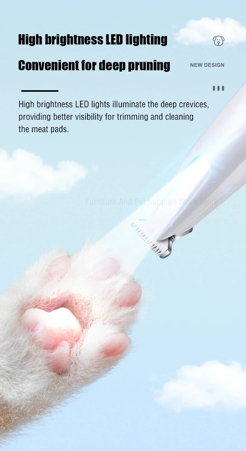 Rechargeable Dog Paw Trimmer with LED Light