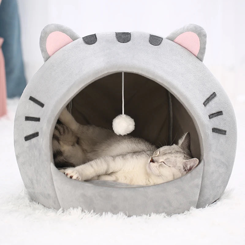 Warm Cotton Cat Cave Bed Cozy Indoor House for Cats Kittens
