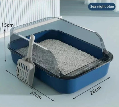 Kitty Sandbox Cat Litter Box Semi-enclosed Splashproof Cat Tray