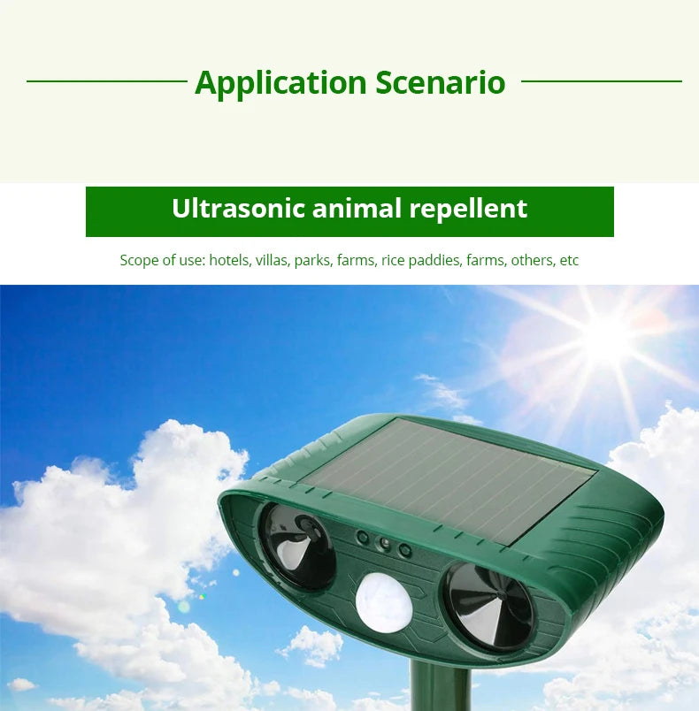 Solar Ultrasonic Animal Repeller for Cats & Dogs