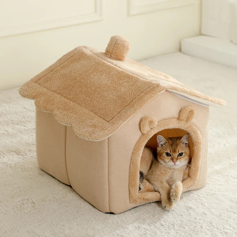 Soft Cotton Cat Bed Cozy Indoor Pet House for Cats Kittens