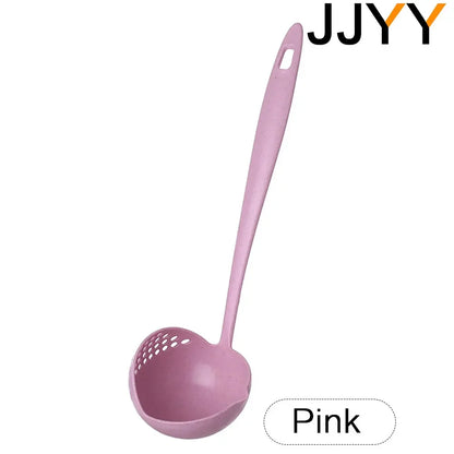 JJYY The 2 in 1 Kitchen Spoon Spoon Long handle Plastic Colander Filter Tableware Hot Pot Spoon