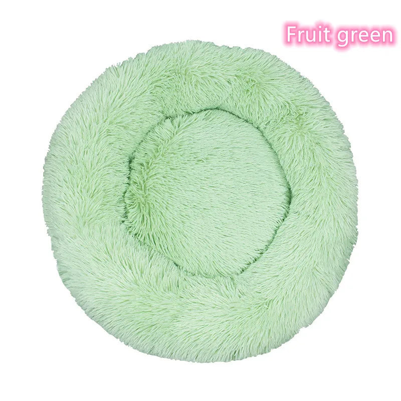 Calming Plush Cat Bed Warm Washable Donut Cushion for Indoor Pets