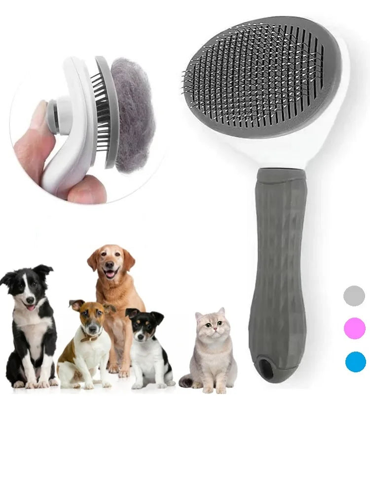 Cat & Dog Hair Removal Slicker Brush with Anti-Slip Handle