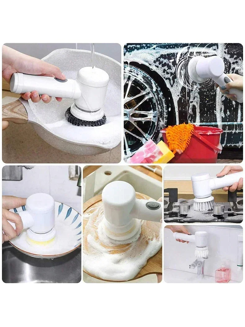 Rechargeable Cleaning Brush with 5 Replaceable Brush Heads