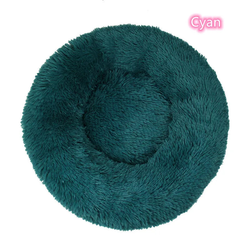 Calming Plush Cat Bed Warm Washable Donut Cushion for Indoor Pets