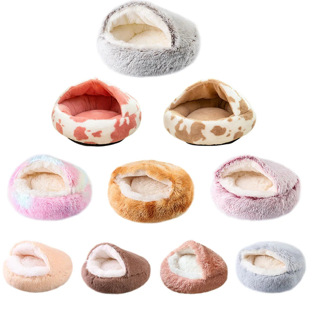 Cat Bed Cave for Indoor Donut Self Warming Small Dog Bed Anti-anxiety for Winter