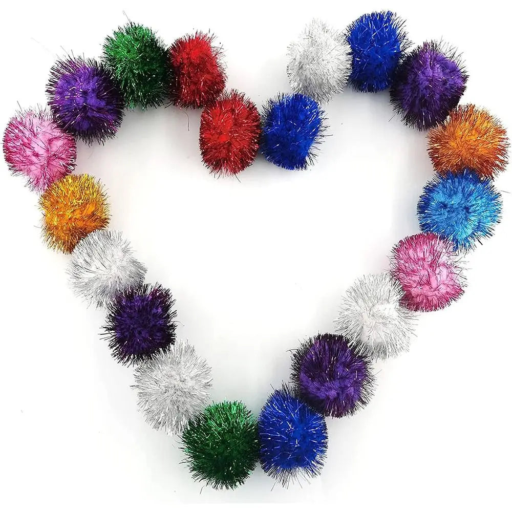 Cat Sparkle Balls Toy, 50-Piece Plush Play Ball Set