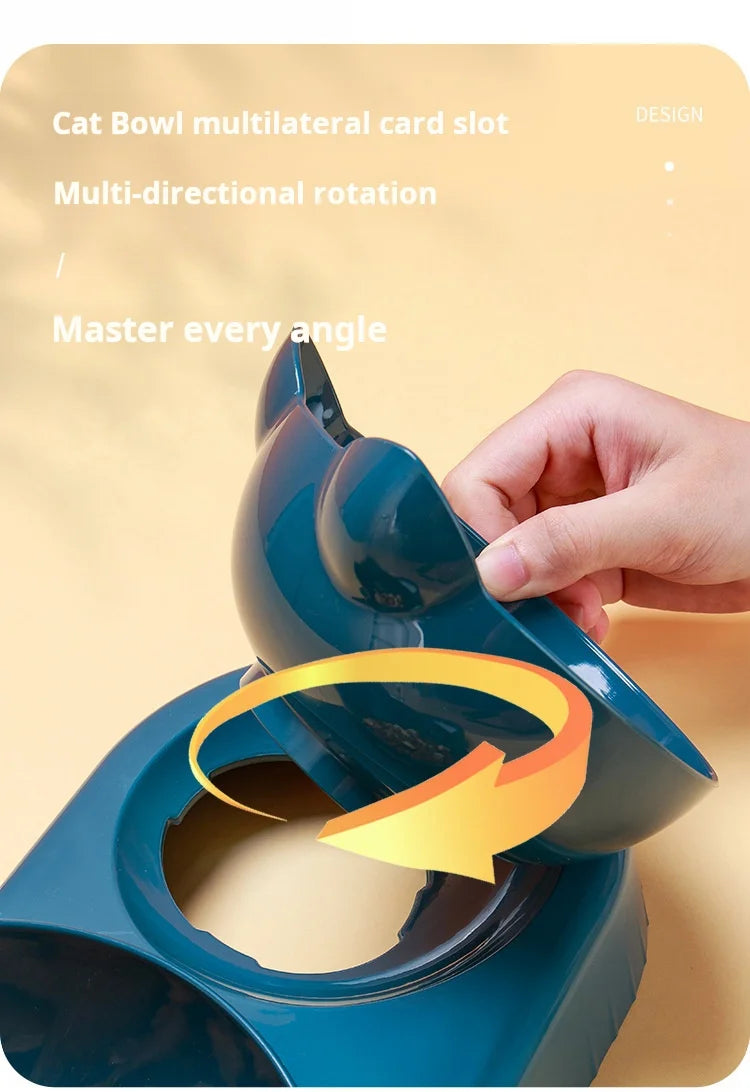 3-in-1 Tilted Cat Food & Water Bowl with Gravity Water Feeder