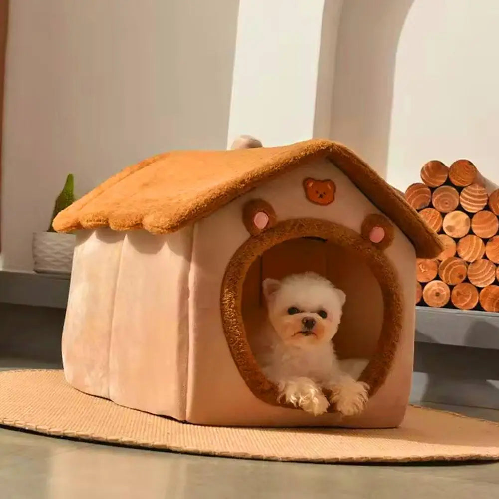 Cozy Cat Cave Bed Plush Indoor Pet House with Removable Cushion