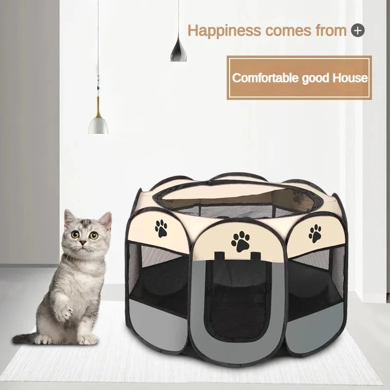 Foldable Oxford Cloth Pet Tent Portable Cat House & Small Dog Playpen