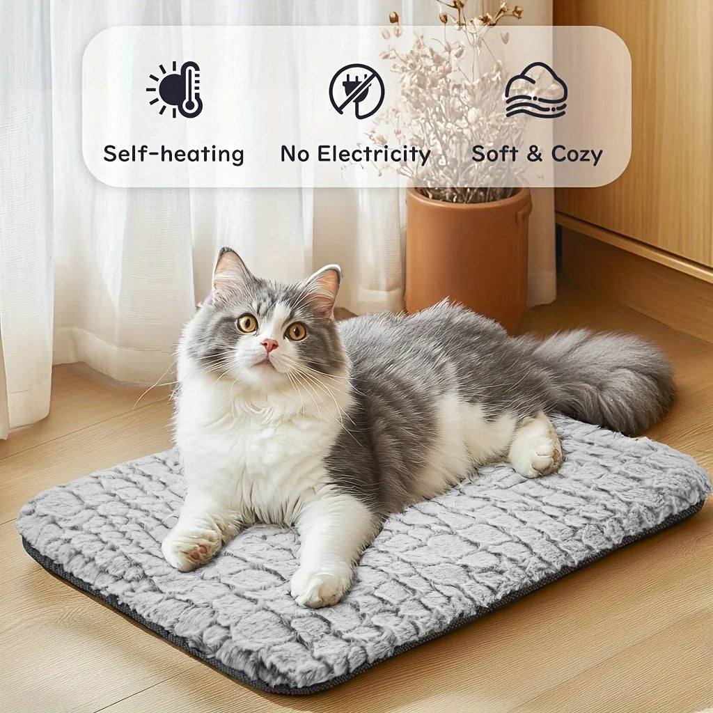 Soft Plush Cat Bed Mat Washable Sleeping Cushion for Indoor Cats