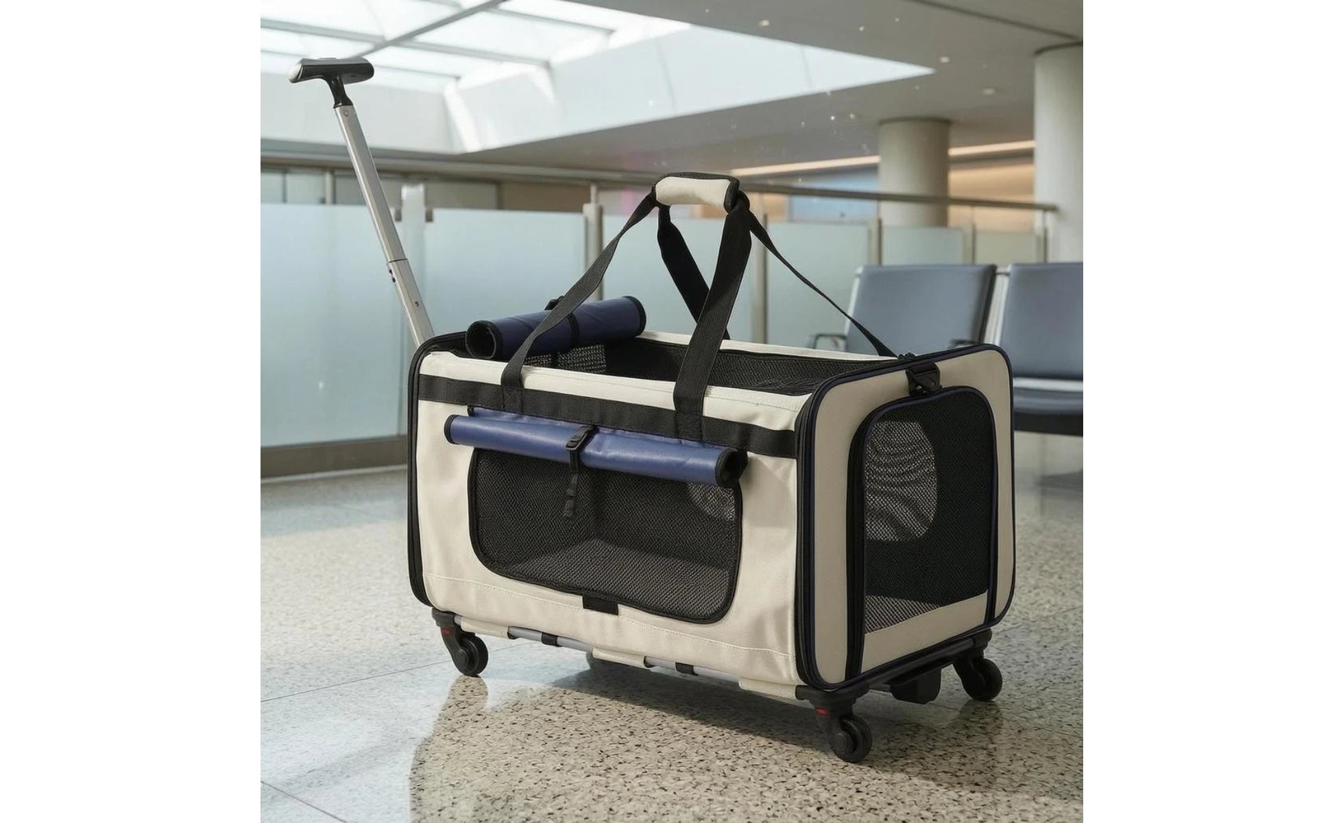 Collapsible Pet Trolley Carrier with Wheels