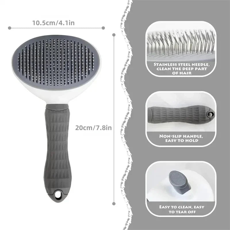 Cat & Dog Hair Removal Slicker Brush with Anti-Slip Handle