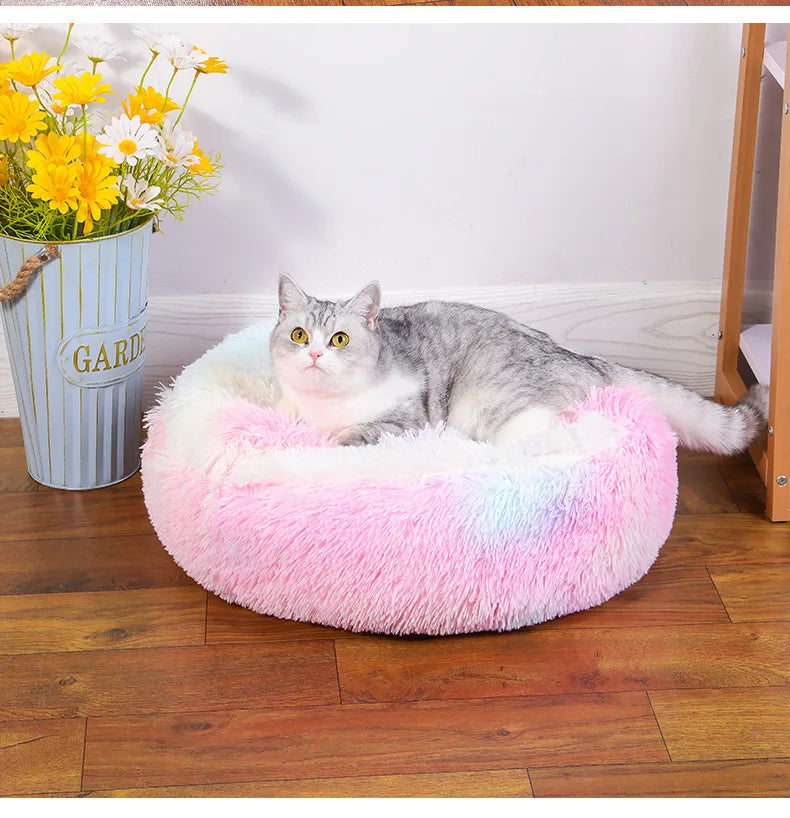 Cat Bed Cave for Indoor Donut Self Warming Small Dog Bed Anti-anxiety for Winter