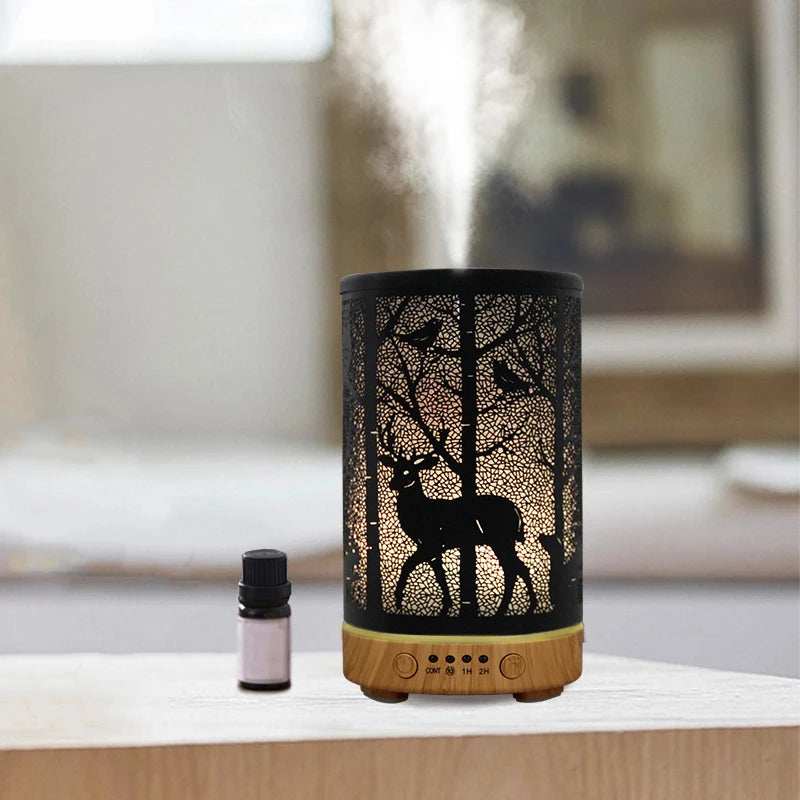 Aroma Diffuser Ultrasonic Perfume Air Humidifier Iron Art Deer Pattern