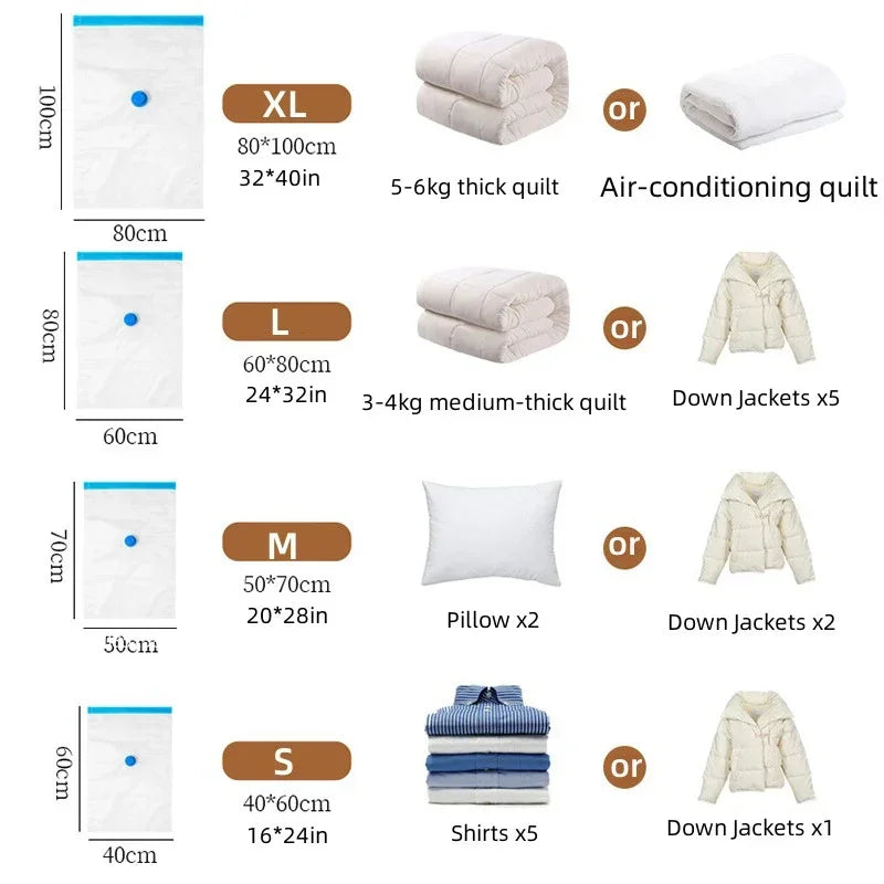 Space Saving Compression Bags for Clothes, Quilts & Bedding (1–10 Pack)