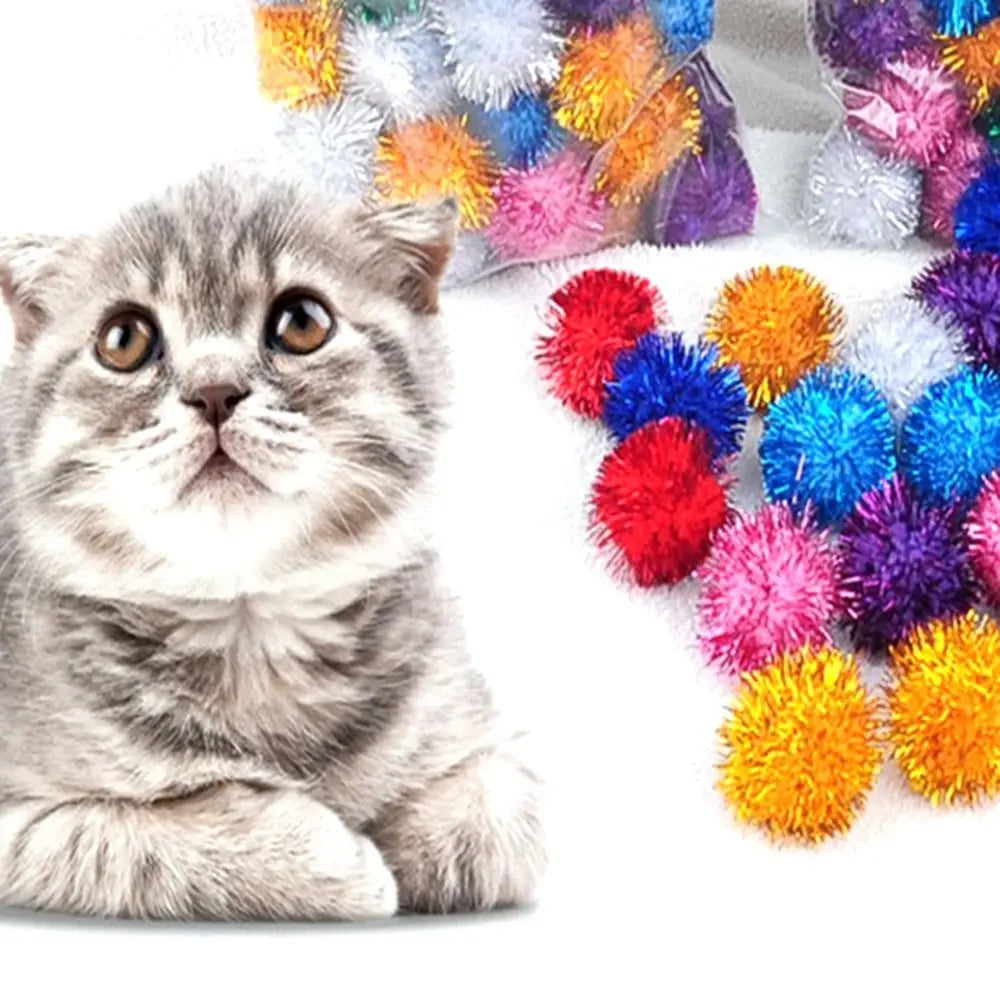 Cat Sparkle Balls Toy, 50-Piece Plush Play Ball Set