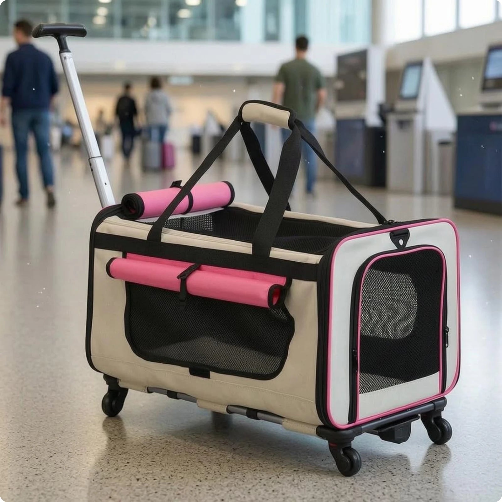 Collapsible Pet Trolley Carrier with Wheels