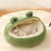 Warm Plush Frog Dog & Cat Cave Bed for Puppies, Kittens & Small Pets