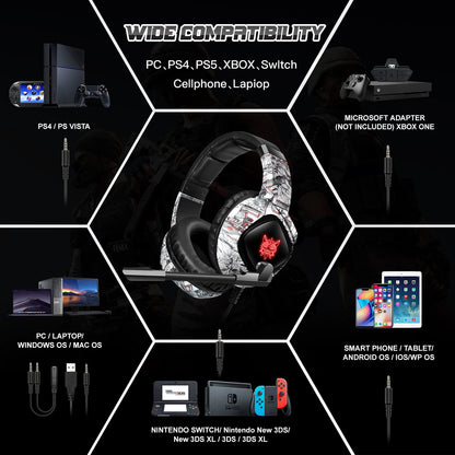 ONIKUMA Professional Gaming Headphone with Mic LED Backlight Wired Headset