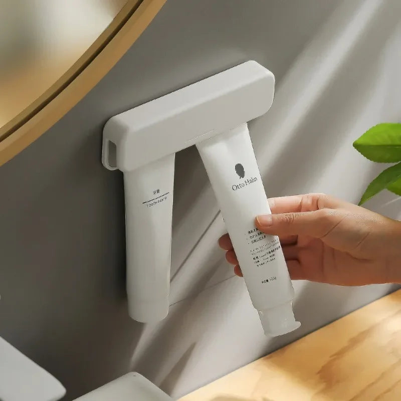 Wall Mounted Toothpaste Holder Bathroom Facial Cleanser Toothpaste Storage Rack No-Drill Toothpaste Clip Squeezer