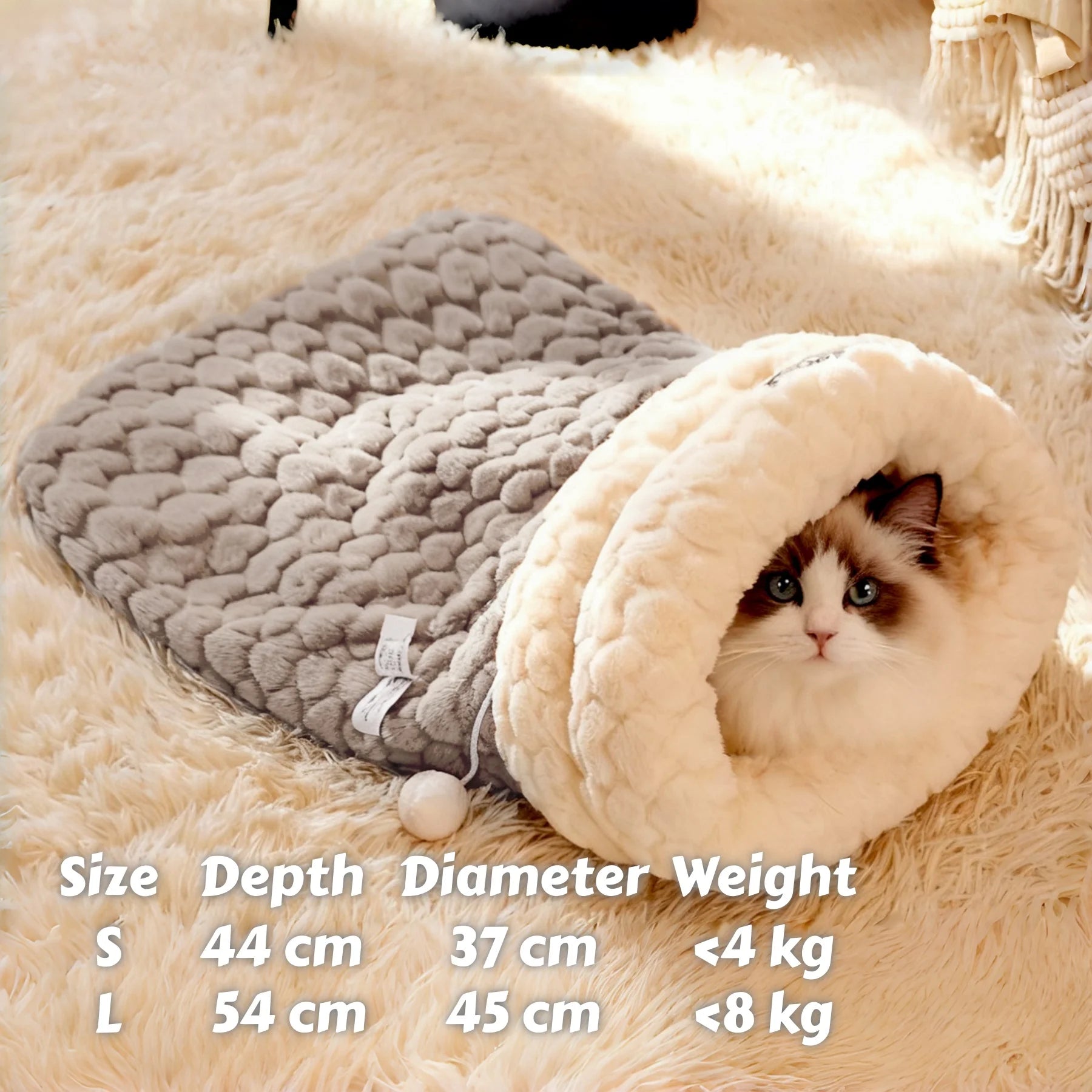 Enclosed Plush Cat Bed with Burrow Entry